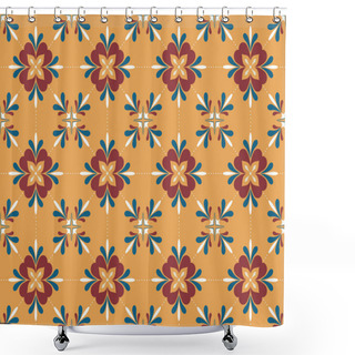 Personality  Illustration Of Tiles Textured Pattern Shower Curtains