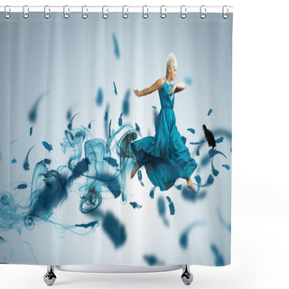 Personality  Woman Dance In The Air Shower Curtains