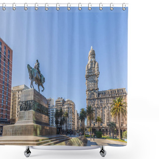 Personality  Montevideo - July 02, 2017: Palacio Salvo In The Center Of The C Shower Curtains