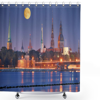 Personality  Riga In Night. Shower Curtains