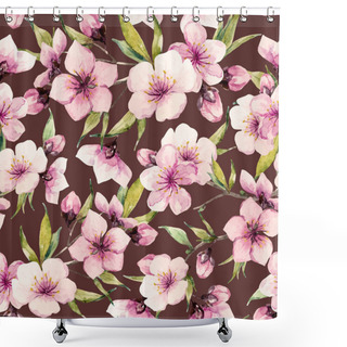 Personality  Watercolor Sakura Pattern Shower Curtains