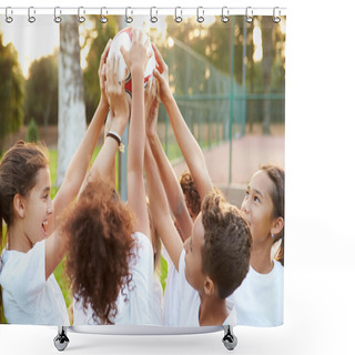 Personality  Youth Soccer Team Training Together Shower Curtains