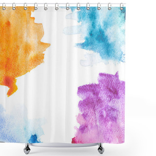 Personality  Abstract Painting With Orange, Blue And Purple Paint Strokes On White  Shower Curtains