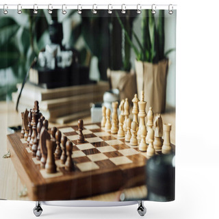 Personality  Chess Board Set For A New Game Shower Curtains