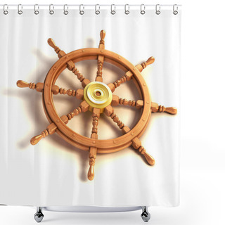 Personality  3d Ship Wheel Isolated On White Background Shower Curtains
