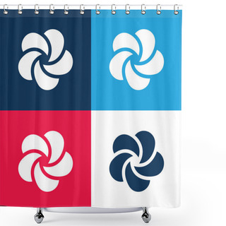 Personality  Ayurveda Blue And Red Four Color Minimal Icon Set Shower Curtains