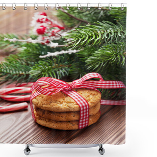 Personality  Christmas Gingerbread Cookies, Candy Canes Shower Curtains