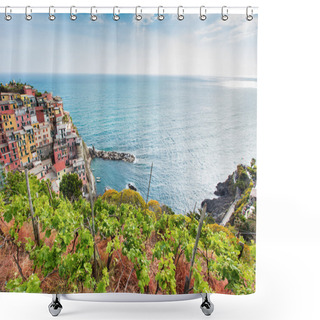 Personality  Manarola Village On The Cinque Terre Coast. Shower Curtains