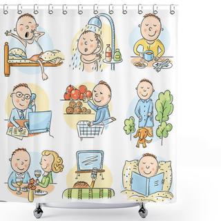 Personality  Cartoon Man Daily Activities Shower Curtains