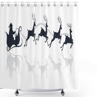 Personality  Santa Claus Silhouette Riding A Sleigh With Deers Shower Curtains