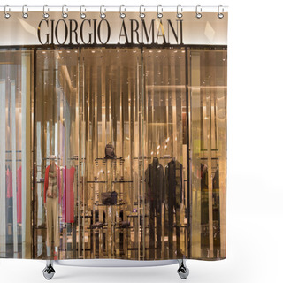 Personality  Front View Of Giorgio Armani Store In Siam Paragon Mall. Bangkok, Thailand Shower Curtains