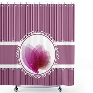 Personality  Pink Vintage Label Vector Frame With Abstract Image Inside Shower Curtains