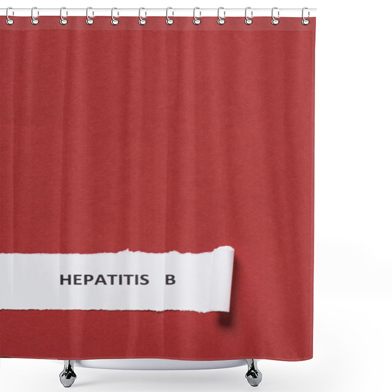 Personality  Elevated View Of Lettering Hepatitis B On Paper On Red Background, World Hepatitis Day Concept Shower Curtains