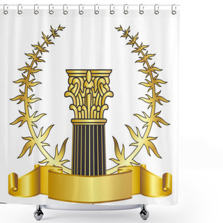 Personality  Old-style Greece Column And Gold Laurel Wreathgold Laurel Wreath. Eps10 Vector Illustration Shower Curtains