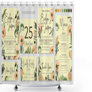 Personality  Wedding Menu, Information, Label, Table Number And Place Card De Shower Curtains