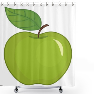 Personality  Green Ripe Apple With Leaf. Green Apple Shower Curtains