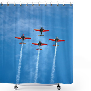Personality  Four Airplanes In Formation On Airshow Shower Curtains