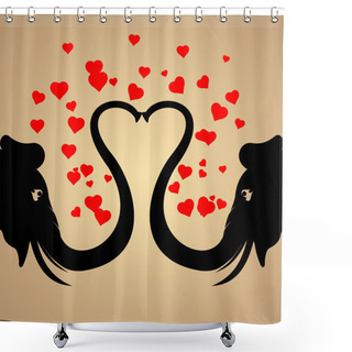 Personality  Vector Background With Elephants In Love. Shower Curtains