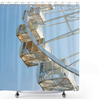 Personality  Cabins Of Observation Wheel Against Blue Sky In Amusement Park Shower Curtains