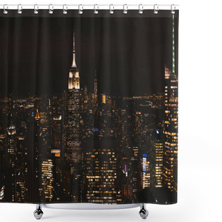 Personality  NEW YORK, USA - OCTOBER 8, 2018: Aerial View Of New York City At Night, Usa Shower Curtains