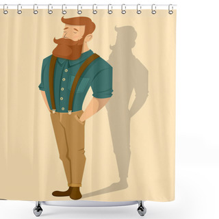 Personality  Redhead Man. Vector Illustration Shower Curtains
