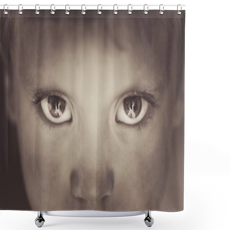 Personality  Eyes close-up little boy shower curtains