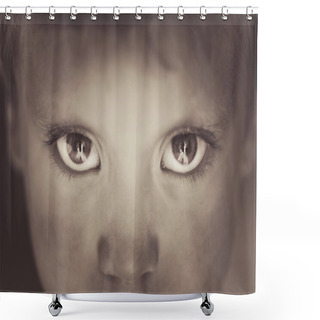 Personality  Eyes Close-up Little Boy Shower Curtains