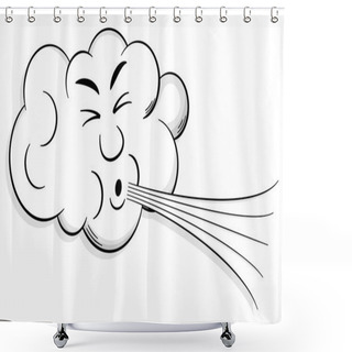 Personality  Cartoon Cloud Blows Wind Shower Curtains