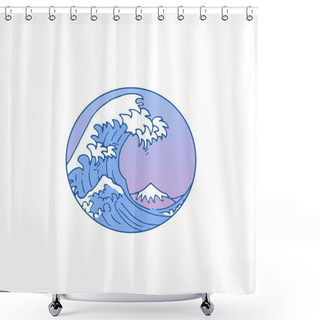 Personality  Wave Logo. Beautiful Minimalistic Illustration With Splash Of Water. Shower Curtains