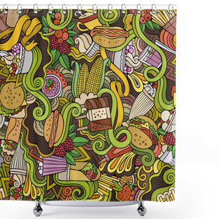 Personality  Cartoon Hand-drawn Doodles On The Subject Of Fast Food Seamless Pattern Shower Curtains