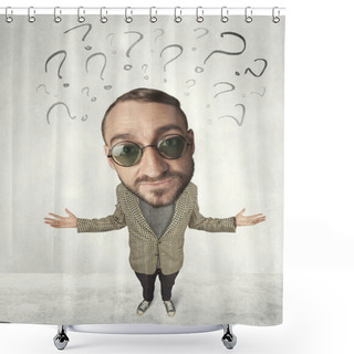 Personality  Big Head Person With Question Marks Shower Curtains