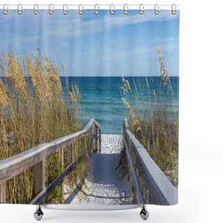 Personality  Beach Boardwalk With Dunes And Sea Oats Shower Curtains