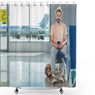 Personality  Tourist Waiting For Boarding Shower Curtains