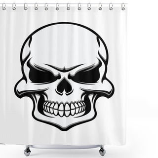 Personality  Black And White Eerie Human Skull Shower Curtains