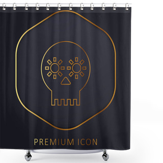 Personality  Artisanal Skull Of Mexico Golden Line Premium Logo Or Icon Shower Curtains