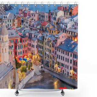 Personality  Vernazza. Ancient Italian Village On The Mediterranean Coast. Shower Curtains