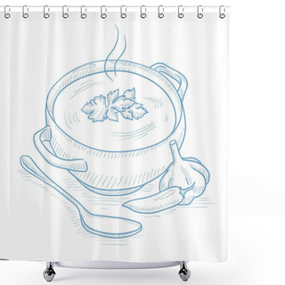 Personality  Pot Of Hot Soup. Shower Curtains