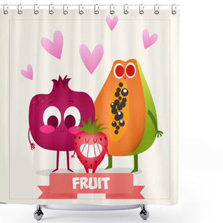 Personality  A Set Of Cute Fruit Shower Curtains
