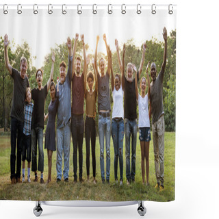 Personality  Big Group Of People Outdoors Shower Curtains