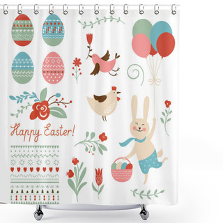 Personality  Happy Easter Graphic Elements Shower Curtains