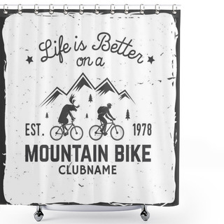 Personality  Vintage Typography Design With Car And Trailer, Mountain Bikes And Mountain Silhouette. Shower Curtains