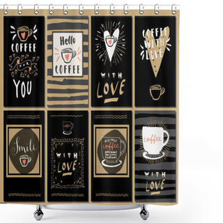 Personality  Set Of Coffee Love Cards Shower Curtains
