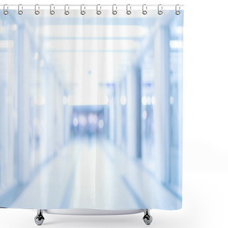 Personality  Abstract Defocused Blurred Background, Empty Business Corridor Or Shopping Mall. Medical And Hospital Corridor Defocused Background With Modern Laboratory (clinic) Shower Curtains
