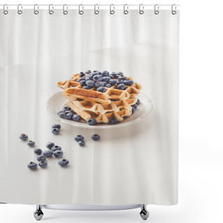 Personality  Tasty Waffles With Blueberries Shower Curtains