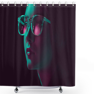 Personality  Stylish Woman In Sunglasses Shower Curtains