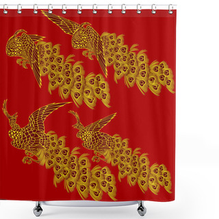 Personality  Japanese Painting Peacock Shower Curtains