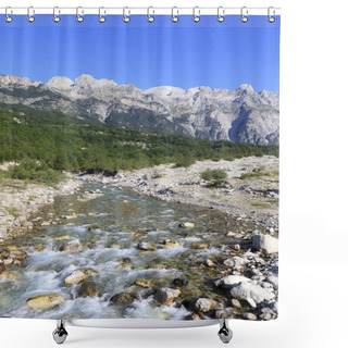 Personality  Valley Of Theth In The Dinaric Alps In Albania On A Beautiful Summer Day Shower Curtains