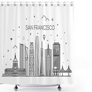 Personality  San Francisco City Skyline Vector Background Shower Curtains