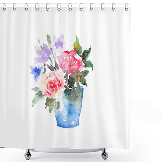 Personality  Watercolor Floral Bouquet Shower Curtains
