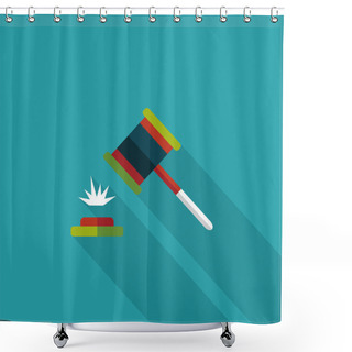 Personality  Auction Hammer Flat Icon With Long Shadow,eps10 Shower Curtains